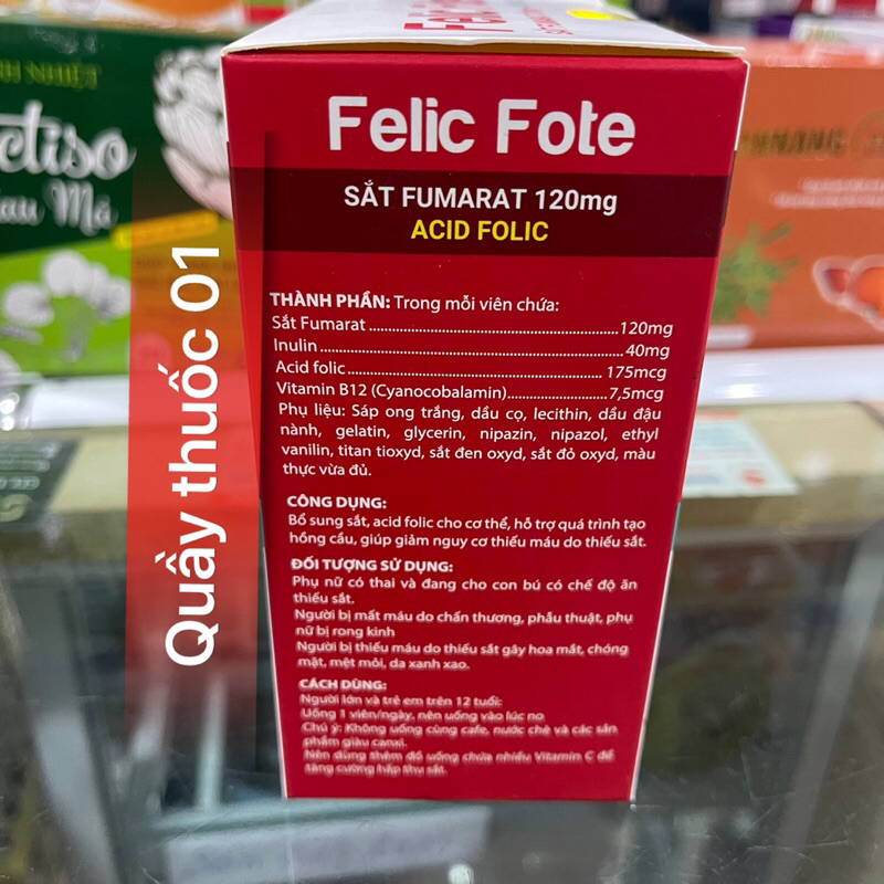 Sắt Felic Fote hộp 100 viên bổ sung sắt cho bà bầu