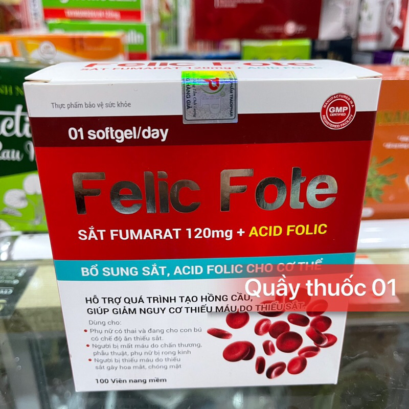 Sắt Felic Fote hộp 100 viên bổ sung sắt cho bà bầu