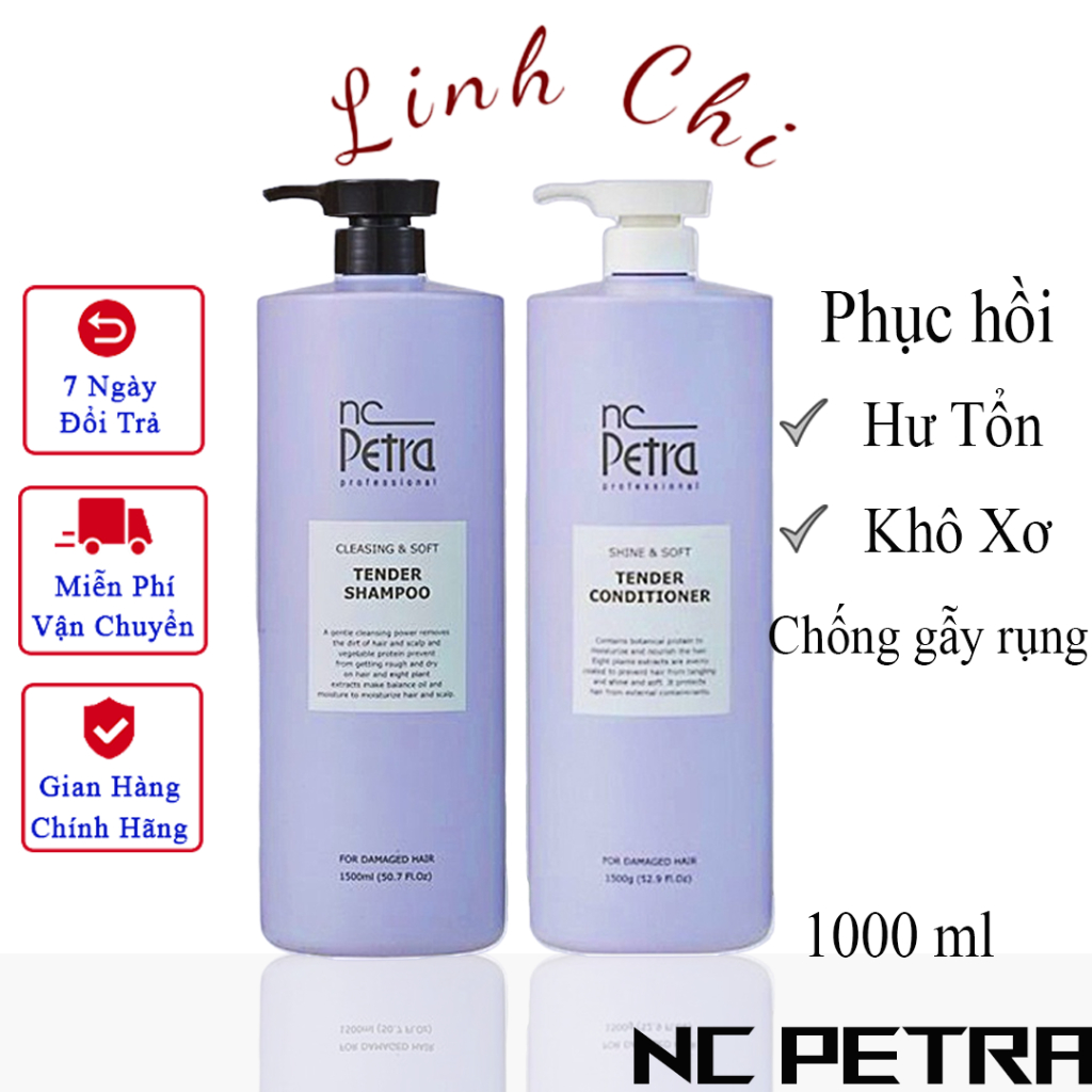 Dầu Gội Xả Dưỡng Tóc Siêu Mượt Petra Tender 1500ml, Combo Gội Xả Phục Hồi Tóc Hư Tổn Khô Xơ