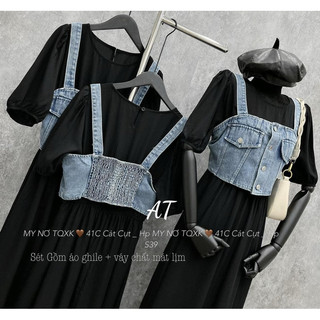 Set váy kèm yếm bò