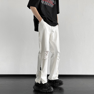 Quần jean nam rách ống đứng khóa gấu, quần jean denim nam ống đứng phong cách trẻ trung Hàn Quốc 0521