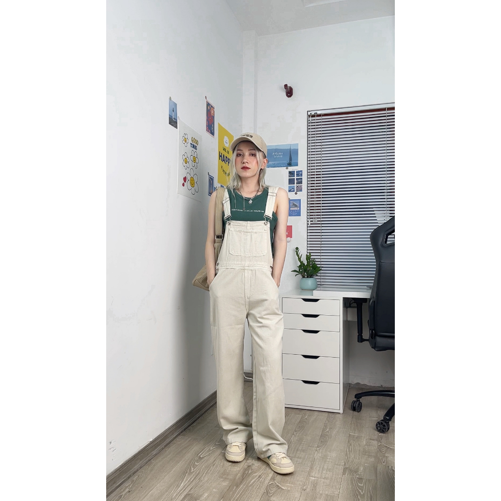 Quần yếm jean MC21.STUDIOS dáng dài oversize Ulzzang Streetwear Hàn Quốc bigsize chất denim xịn Q3610