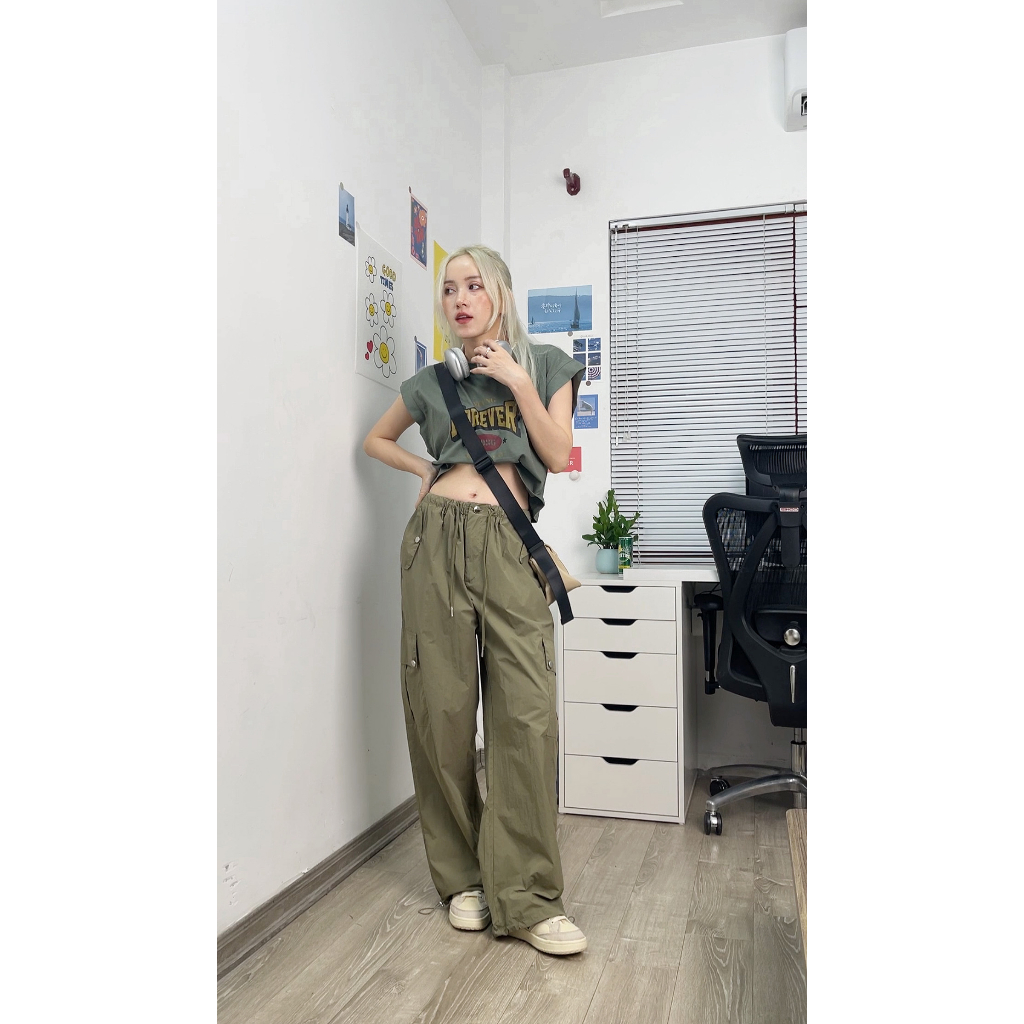 Quần parachute MC21.STUDIOS chất gió unisex lưng cao cạp chun bigsize Ulzzang Streetwear Hàn Quốc pants Q3607