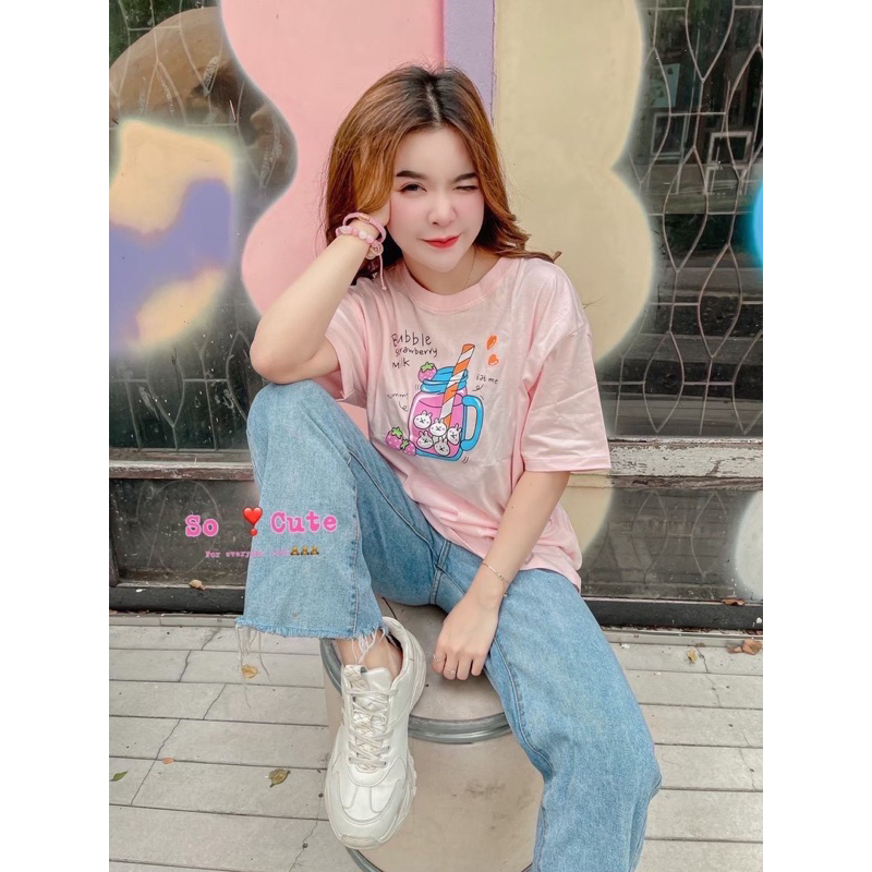 ❤️ 𝙎𝙊 𝘾𝙐𝙏𝙀❤️Áo Thun Hãng Socute Thái Lan Form OverSize - Bubble - 75kg Vừa