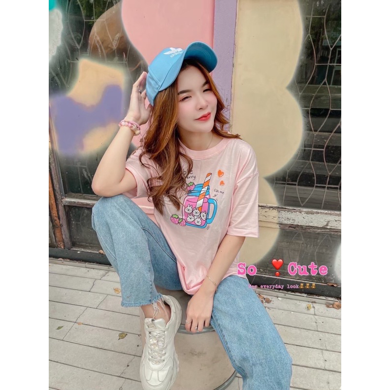 ❤️ 𝙎𝙊 𝘾𝙐𝙏𝙀❤️Áo Thun Hãng Socute Thái Lan Form OverSize - Bubble - 75kg Vừa