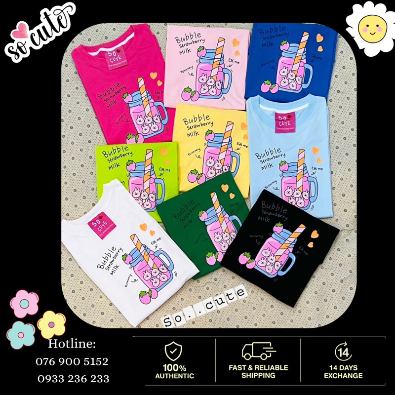 ❤️ 𝙎𝙊 𝘾𝙐𝙏𝙀❤️Áo Thun Hãng Socute Thái Lan Form OverSize - Bubble - 75kg Vừa