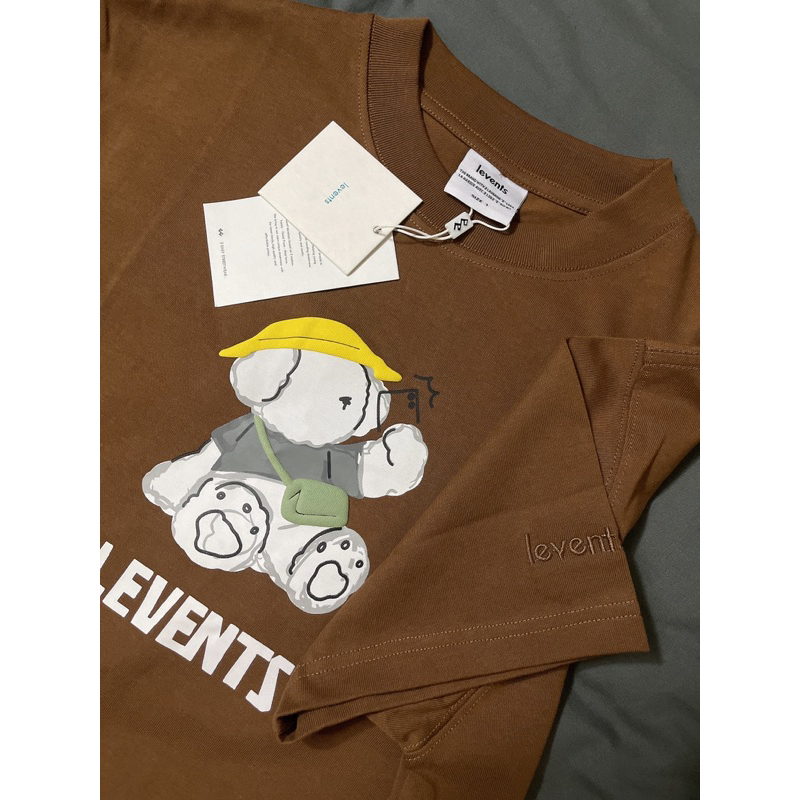 Áo thun oversized nam/ nữ LEVENTS BICHON TOUR white/brown full tag bọc