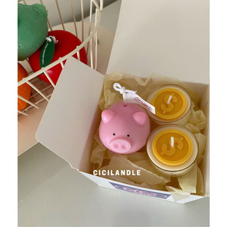 Set nến thơm heo hồng ống tiền heo cicilandle