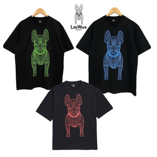 Áo thun LIFE WORK phong cách Unisex cao cấp, áo phông chú chó dth
