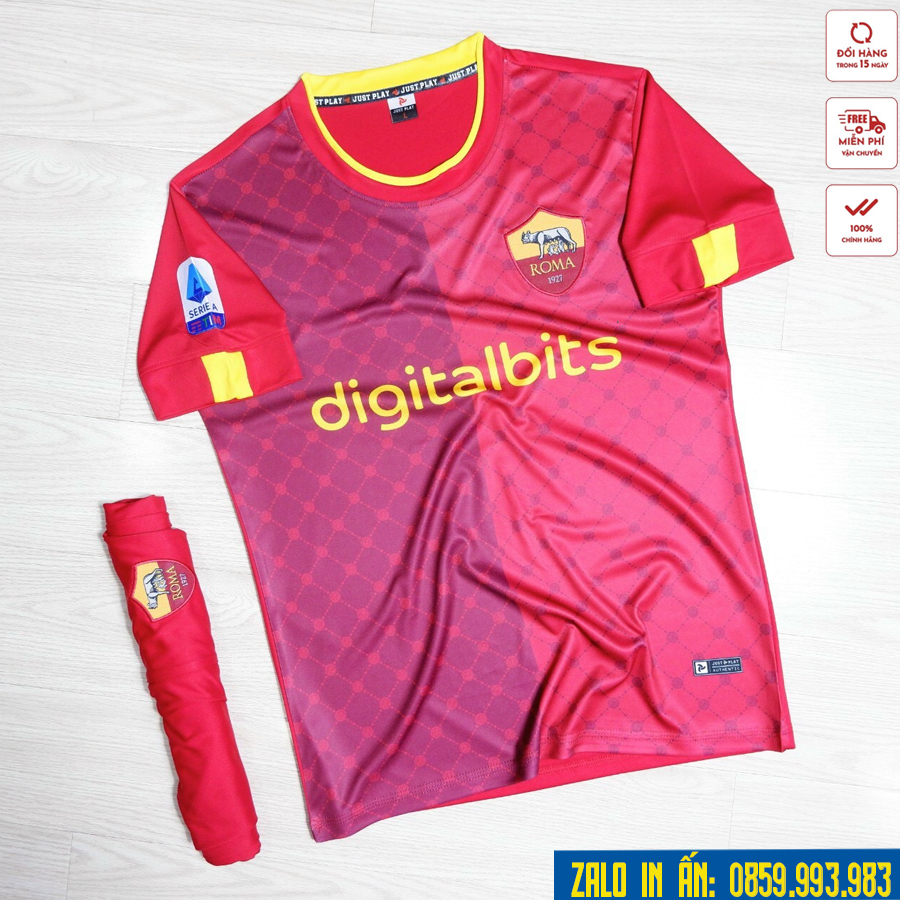 Bộ quần áo bóng đá As Roma Logo thêu thun lạnh cao cấp mới nhất B13