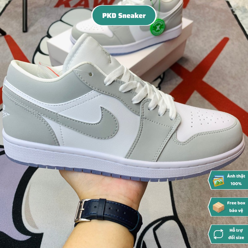 Giày thể thao sneaker cổ thấp Air Jordan 1 Low Wolf Grey Hàng SC