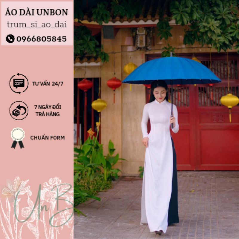 Áo dài trắng học sinh may sẵn truyền thống 2 tà rộng chữ A,thiết kế may biên trong dễ chỉnh sửa khi tăng giảm cân