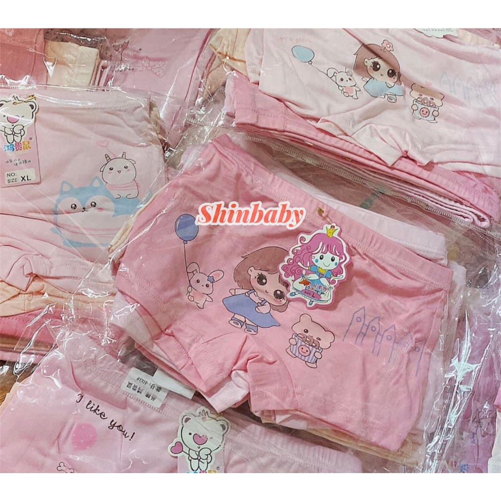 Set 5 quần chip đùi cho bé gái vải cotton mềm mát nhiều hình in dễ thương