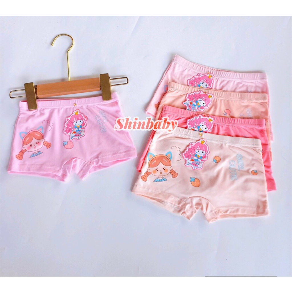Set 5 quần chip đùi cho bé gái vải cotton mềm mát nhiều hình in dễ thương