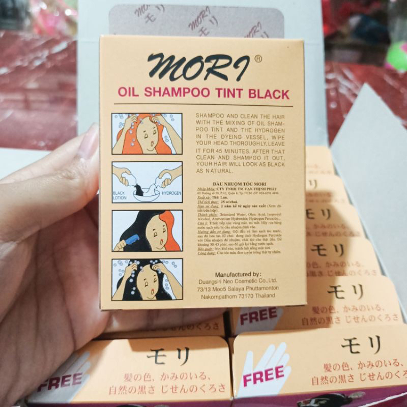 Thuốc gội nhuộm tóc đen MORI Thailand - Hàng Chính Hãng
