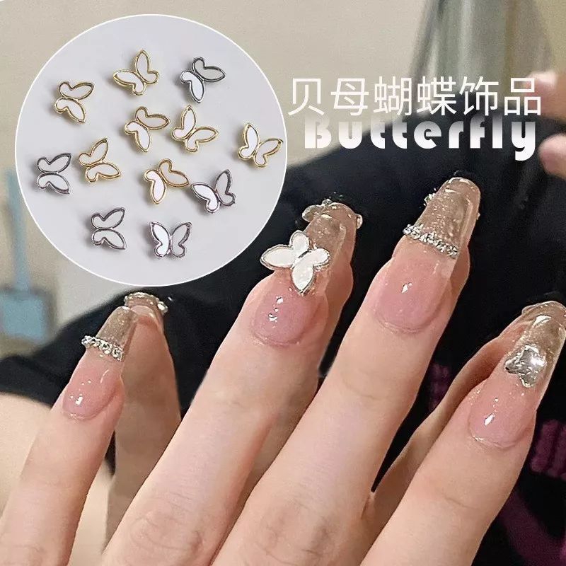 charm bướm nail trang trí móng đen ,trắng
