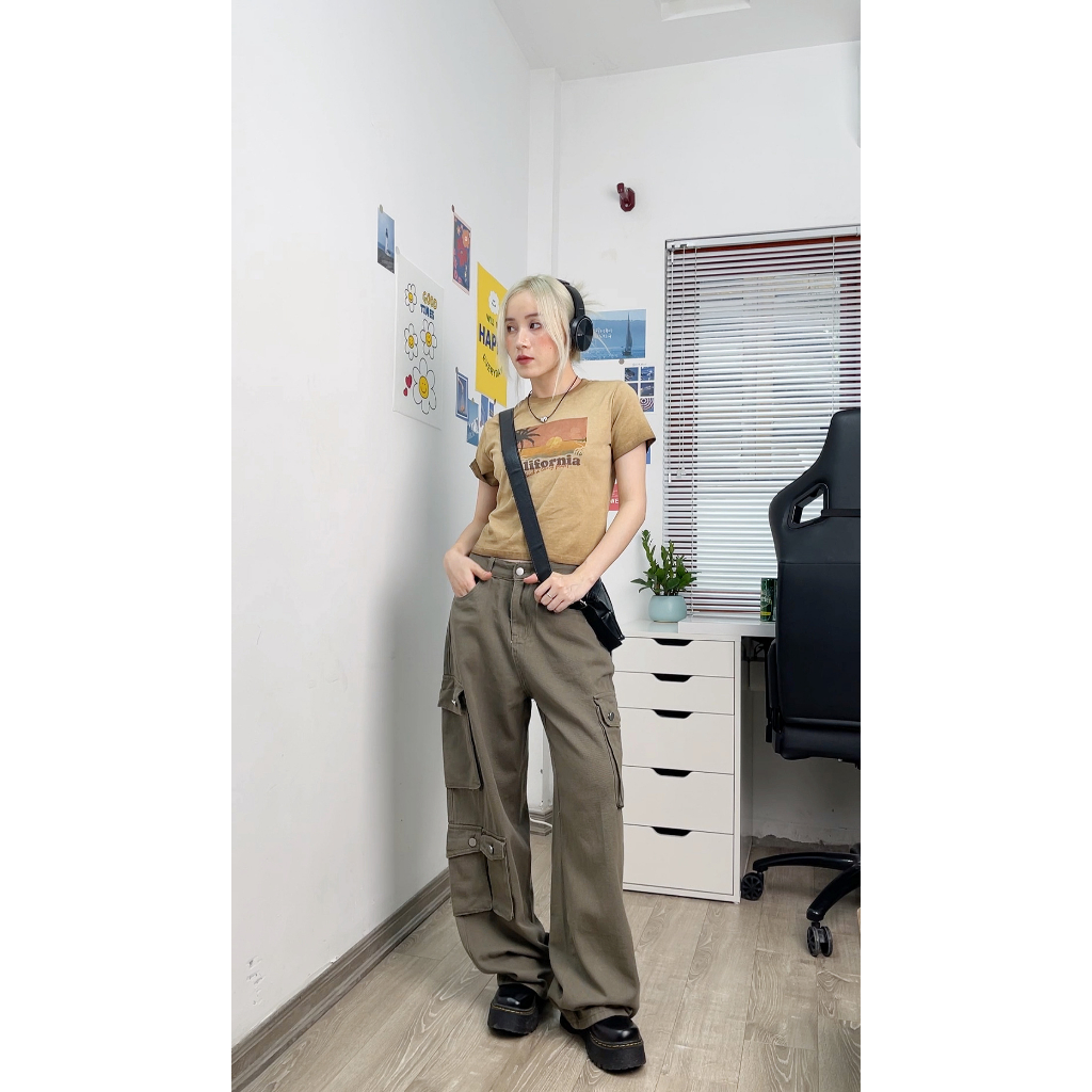 Quần túi hộp cargo jeans MC21.STUDIOS unisex lưng cao cạp chun bigsize Ulzzang Streetwear Hàn Quốc pants chất xịn Q3613