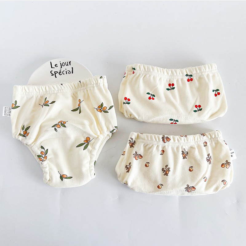 Set 3 quần tập bỏ bỉm, tã cho bé hàng cotton nguyên chất, đáy lót gạc xô 6 lớp thoáng khí, siêu thấm hút chống hăm.