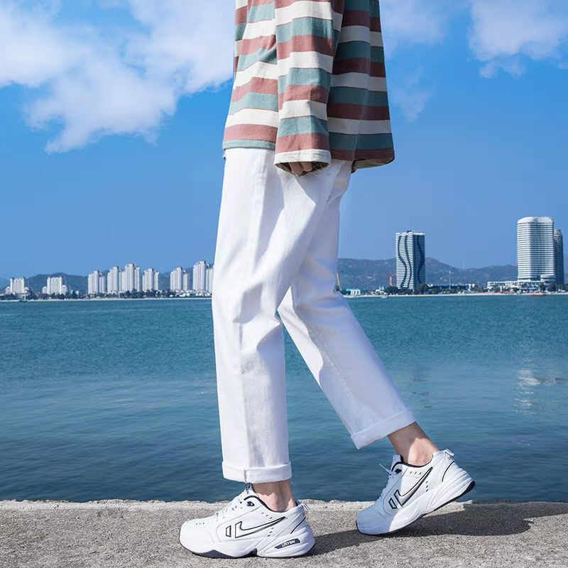 Quần Jean Nam Trơn Co Dãn Không Phai màu Hot Teen-Thoitrangtre2022-Quần bò nam quần baggy ống rộng dáng suông mới nhất