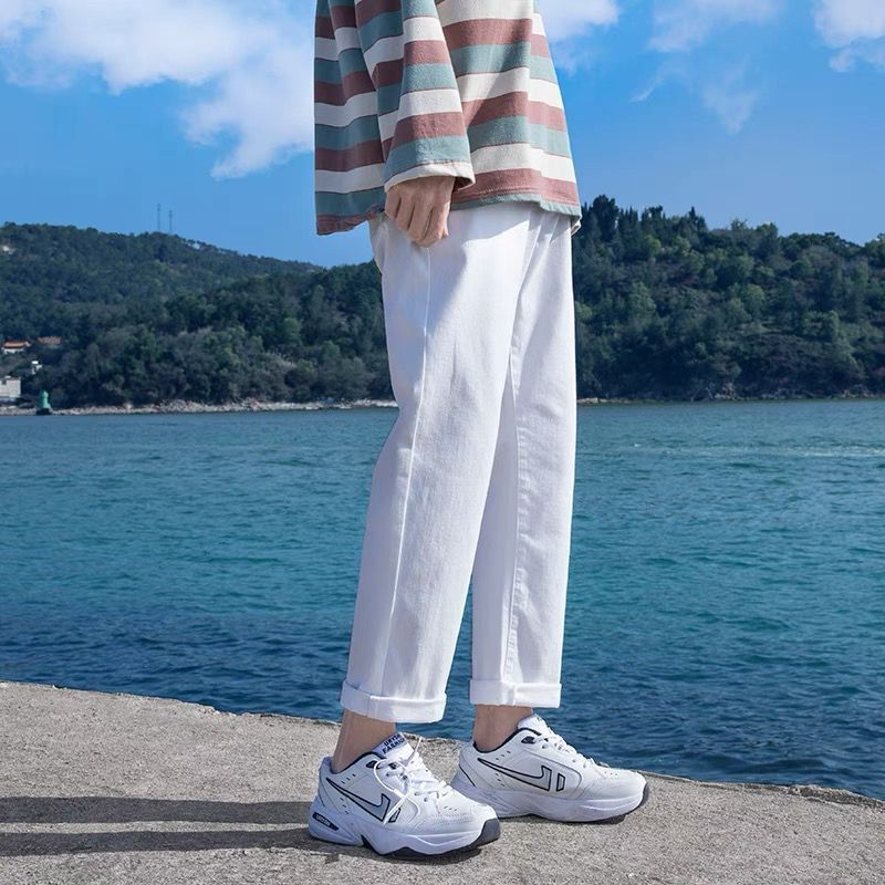 Quần Jean Nam Trơn Co Dãn Không Phai màu Hot Teen-Thoitrangtre2022-Quần bò nam quần baggy ống rộng dáng suông mới nhất