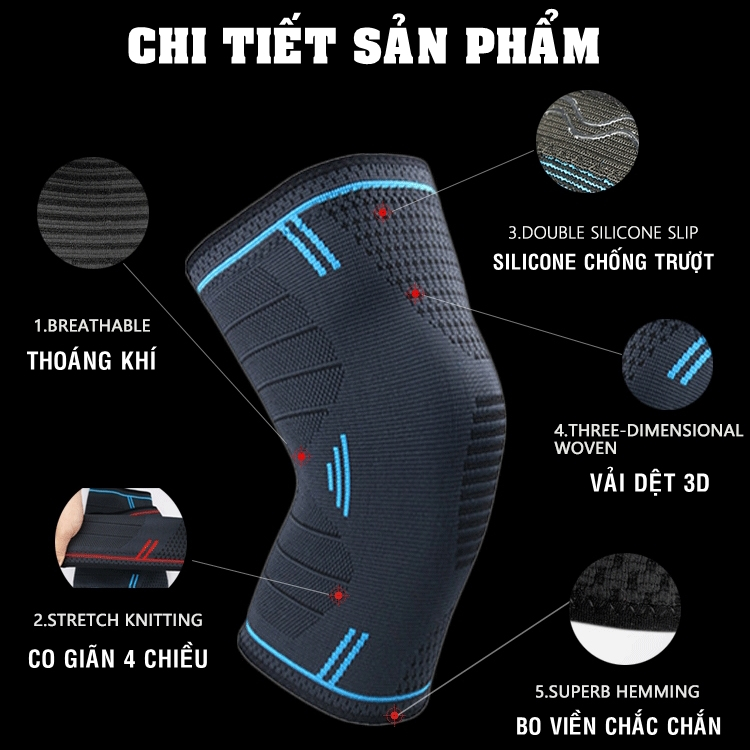 Bó Gối Thể Thao BG/14 Bảo Về Đầu Gối Tránh Chấn Thương Khớp Chơi Đá Banh Cầu Lông Tennis Bóng Chuyền Đạp Xe Gym Chạy Bộ