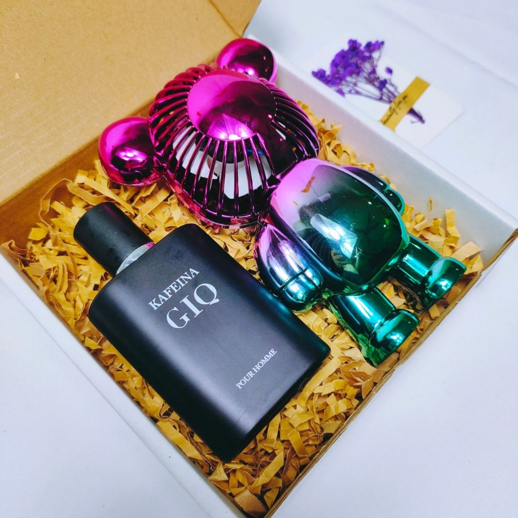 Quà Sinh Nhật Cho Nam, Dành Tặng Nam Gồm Nước Hoa Giò, Quạt, Thiệp, Kèm Túi