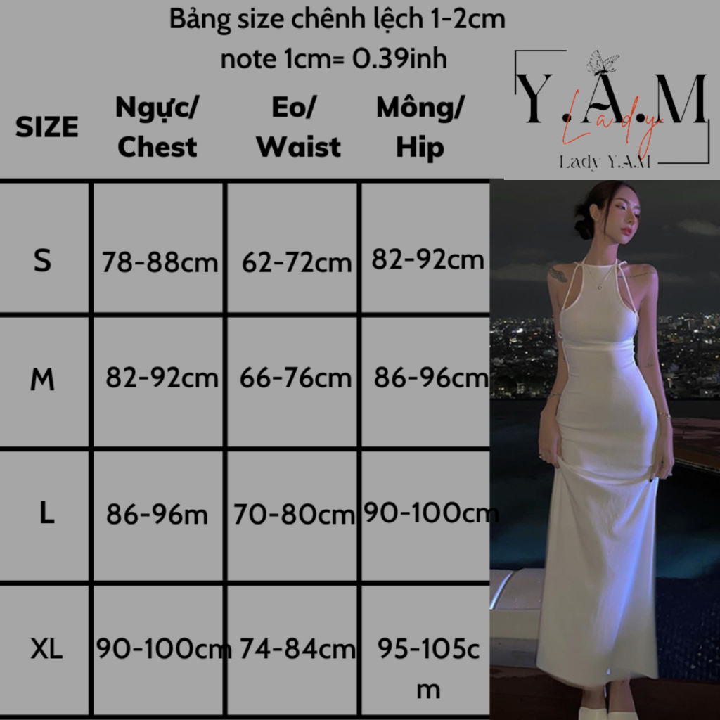 [  Lady Y.A.M ] Đầm Maxi Hai Dây Cổ Yếm Dáng Ôm Màu Sắc Trơn Thời Trang Quyến Rũ Dành Cho Nữ | BigBuy360 - bigbuy360.vn