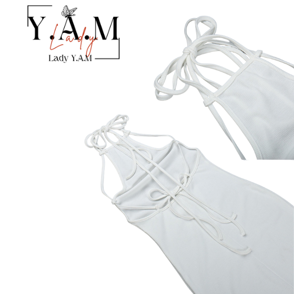 [  Lady Y.A.M ] Đầm Maxi Hai Dây Cổ Yếm Dáng Ôm Màu Sắc Trơn Thời Trang Quyến Rũ Dành Cho Nữ | BigBuy360 - bigbuy360.vn