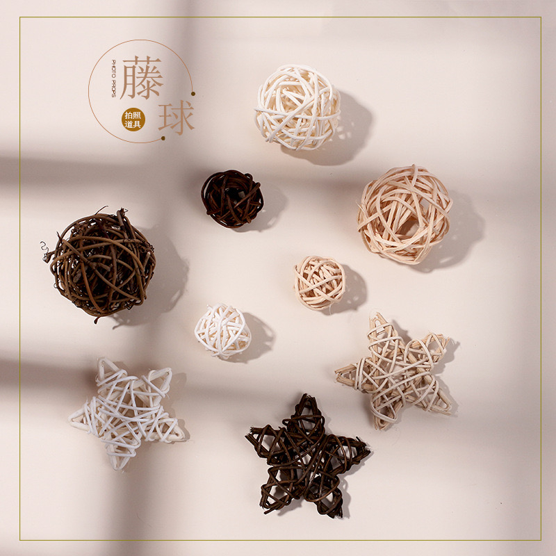 GIÁ SỈ - Que Khuếch Tán Tinh Dầu LALUNA.CENT  Banh Gỗ Quả Cầu Màu Đen Be Nâu Làm Thơm Phòng Trang Trí C08