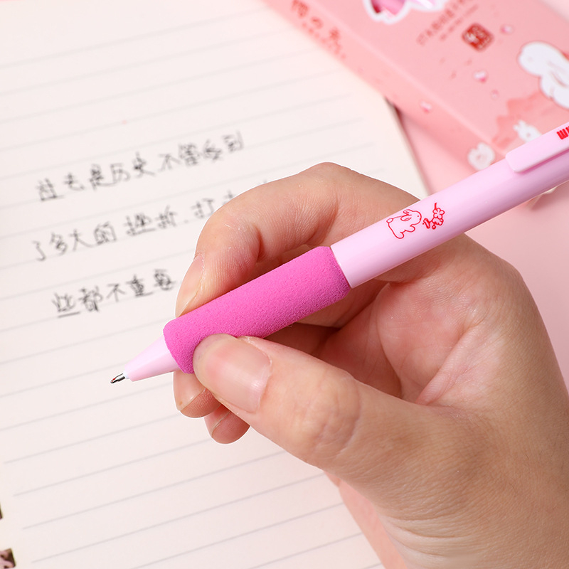 Bút bi gel Peach mực đen ngòi ST 0.5mm - bút gel đen cute có ruột bút thay thế