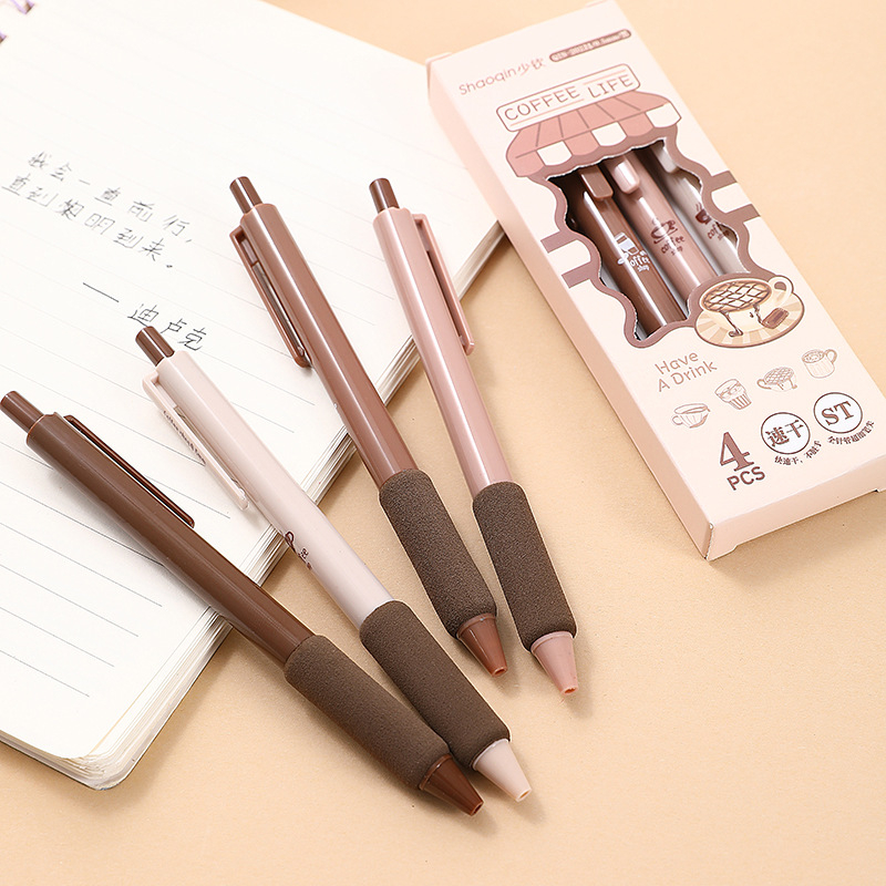Bút bi gel Coffee mực đen ngòi ST 0.5mm - bút gel đen cute có ruột bút thay thế
