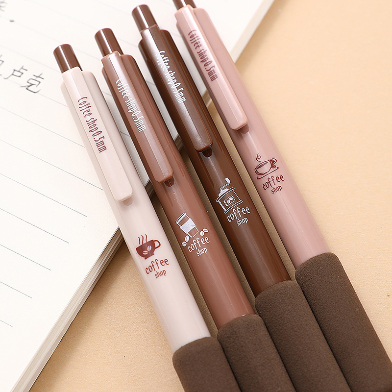 Bút bi gel Coffee mực đen ngòi ST 0.5mm - bút gel đen cute có ruột bút thay thế