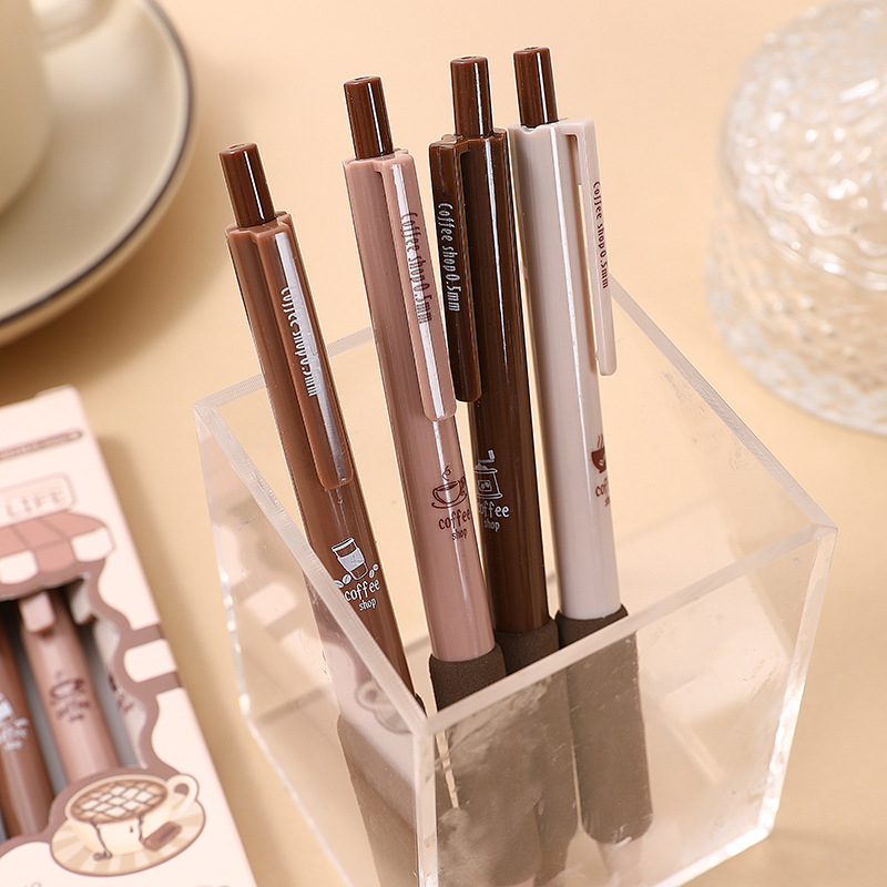 Bút bi gel Coffee mực đen ngòi ST 0.5mm - bút gel đen cute có ruột bút thay thế