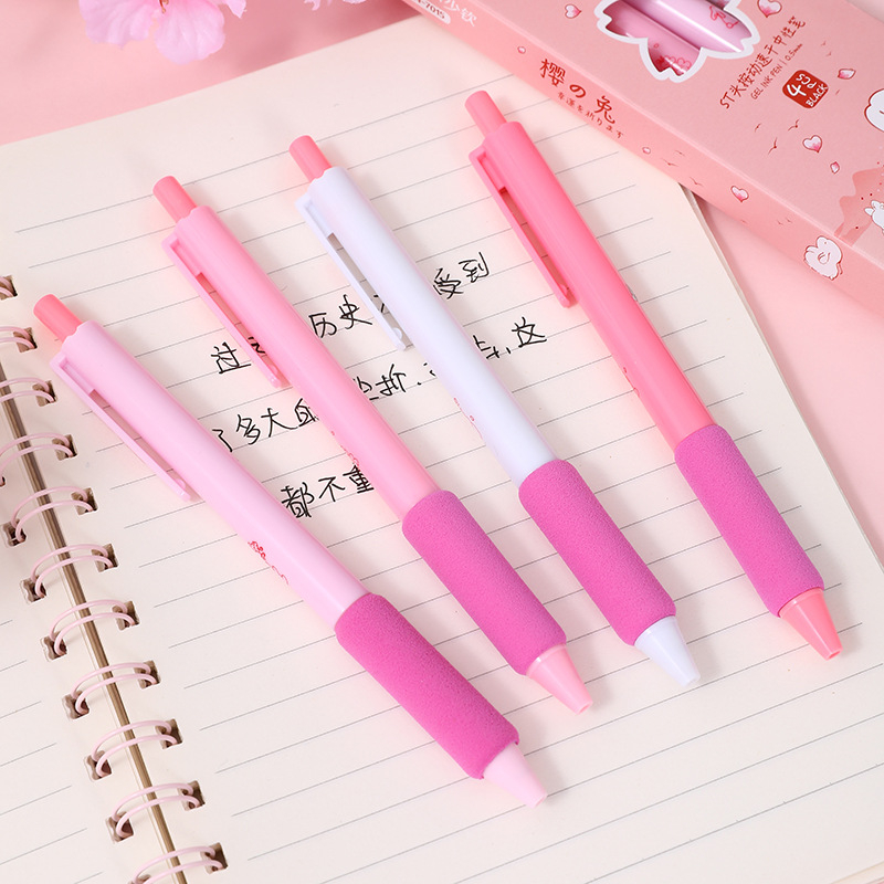 Bút bi gel Peach mực đen ngòi ST 0.5mm - bút gel đen cute có ruột bút thay thế