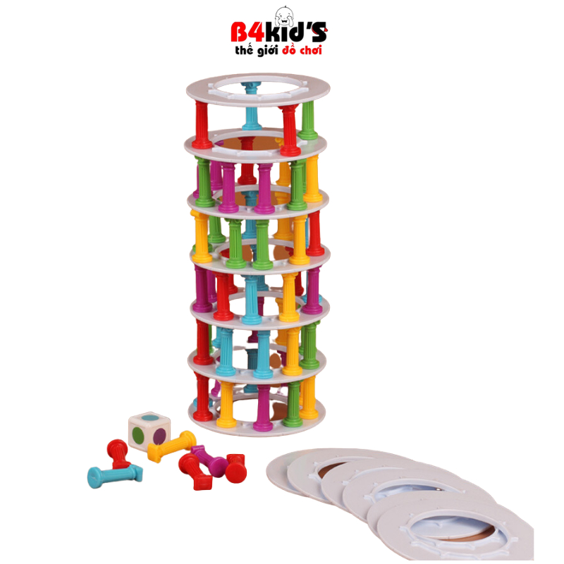 Trò chơi board game Collapsing xây tháp vui nhộn 2 - 4 người chơi rèn luyện sự tập trung khéo léo B4KIDS