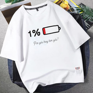 SWELEE at0065 Áo thun nam nữ cotton form rộng tay lỡ unisex hình in tim yếu hay pin yếu