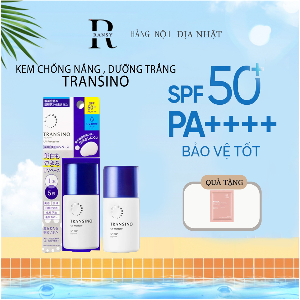 Kem chống nắng dưỡng trắng da Transino Whitening UV PROTECTOR - SPF50, PA ++++ 4 trong 1 nội địa Nhật Bản
