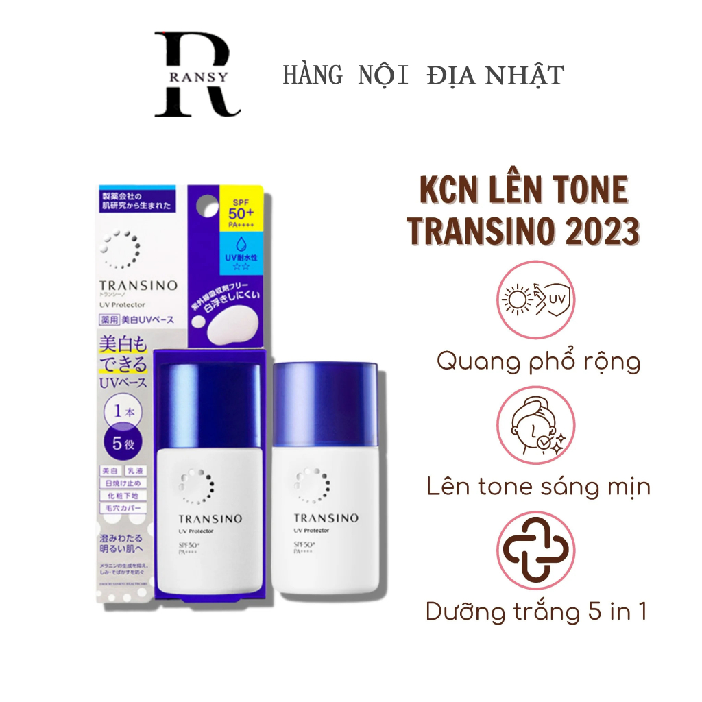 Kem chống nắng dưỡng trắng da Transino Whitening UV PROTECTOR - SPF50, PA ++++ 4 trong 1 nội địa Nhật Bản