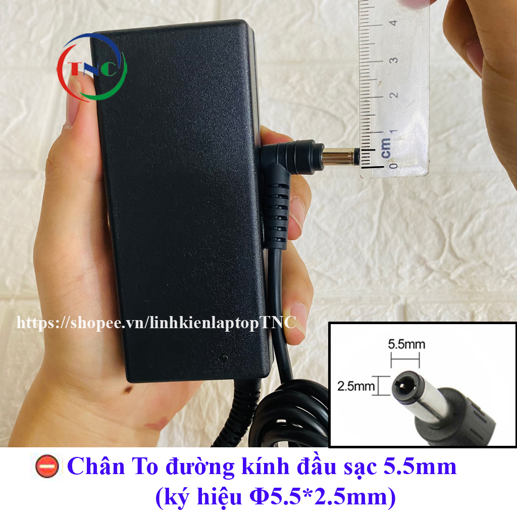 Sạc Laptop Asus 19V 3.42A  chân to ký hiệu đầu sạc Φ5.5*2.5mm