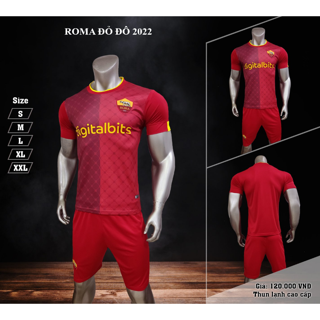 Bộ quần áo bóng đá As Roma Logo thêu thun lạnh cao cấp mới nhất B13