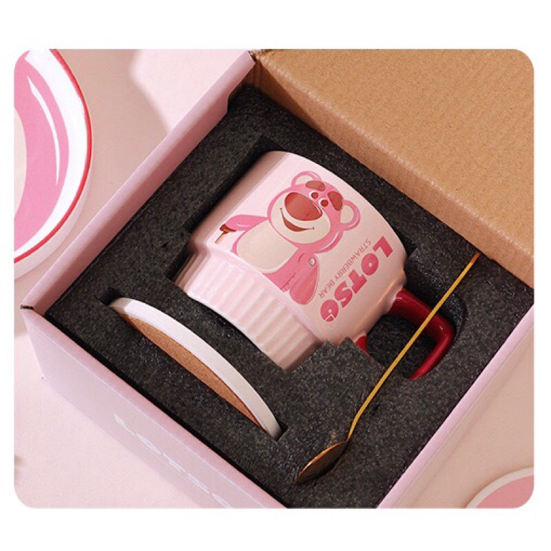 Set cốc gấu dâu Lotso chính hãng Disney kèm hộp quà tặng các mẫu