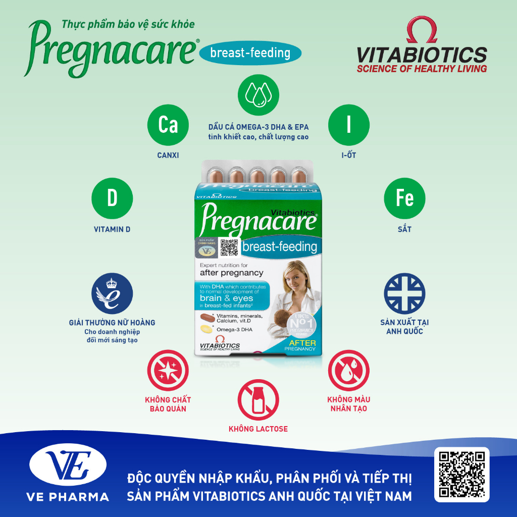 Viên Uống Cho Phụ Nữ Cho Con Bú Vitabiotics PREGNACARE Breast-feeding Bổ Sung Dinh Dưỡng Nâng Cao Sức Đề Kháng 84 Viên