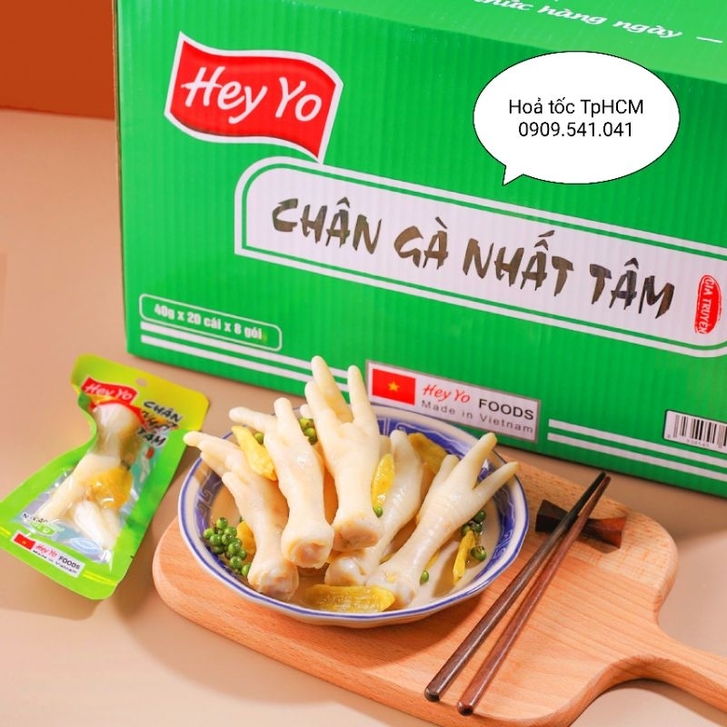 Combo 10 chân gà cay ớt xanh Nhất Tâm Hey Yo gói 40g hút chân không