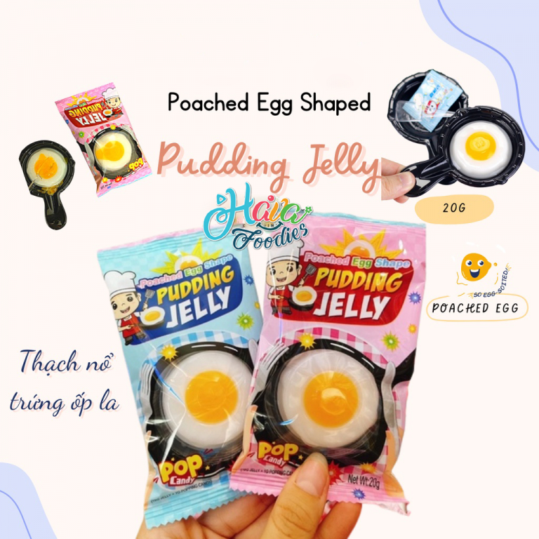 Thạch Pudding Hình Trứng Ốp La Kèm Kẹo Nổ – Poached Egg Shape Pudding Jelly