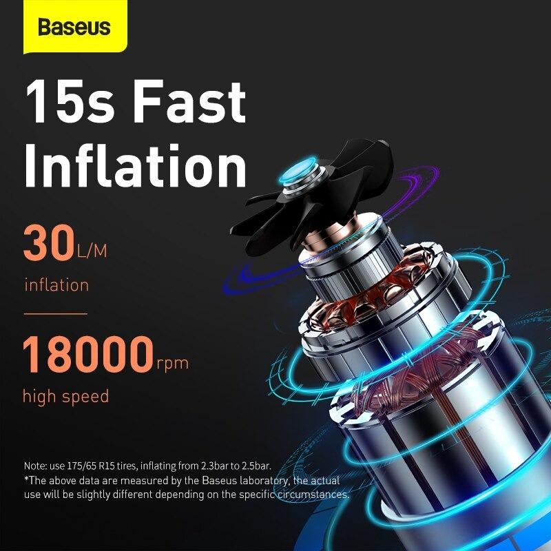 Máy bơm lốp ô tô xe hơi Baseus Super Mini Inflator Pump BS-CG003 đa năng, nhỏ gọn, đồng hồ đo áp suất, chính hãng
