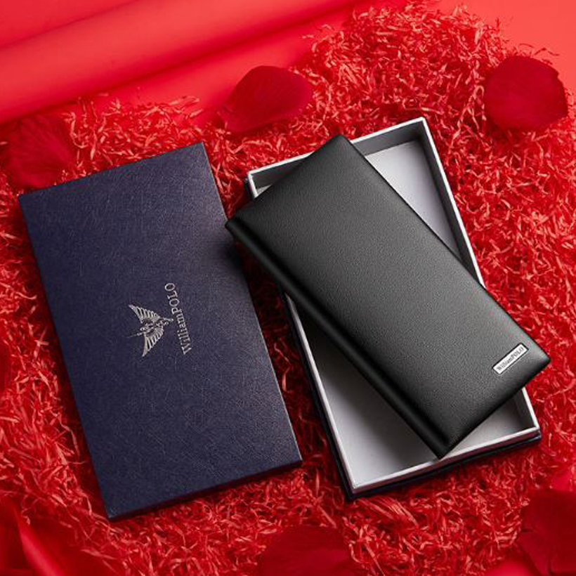 Ví dài nam cầm tay Full hộp hàng hiệu WilliamPOLO chất liệu da Bò nguyên tấm - POLO 201538-001