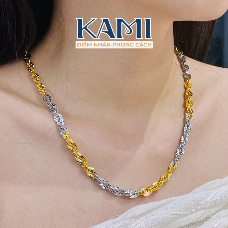 Dây chuyền xoắn 2 màu chạm 4d siêu sáng Kami