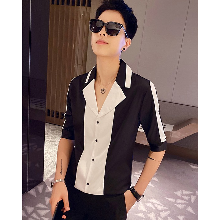 Sơ mi , áo sơ mi kẻ sọc tay lửng thời trang phong cách trẻ trung năng động mã QC10