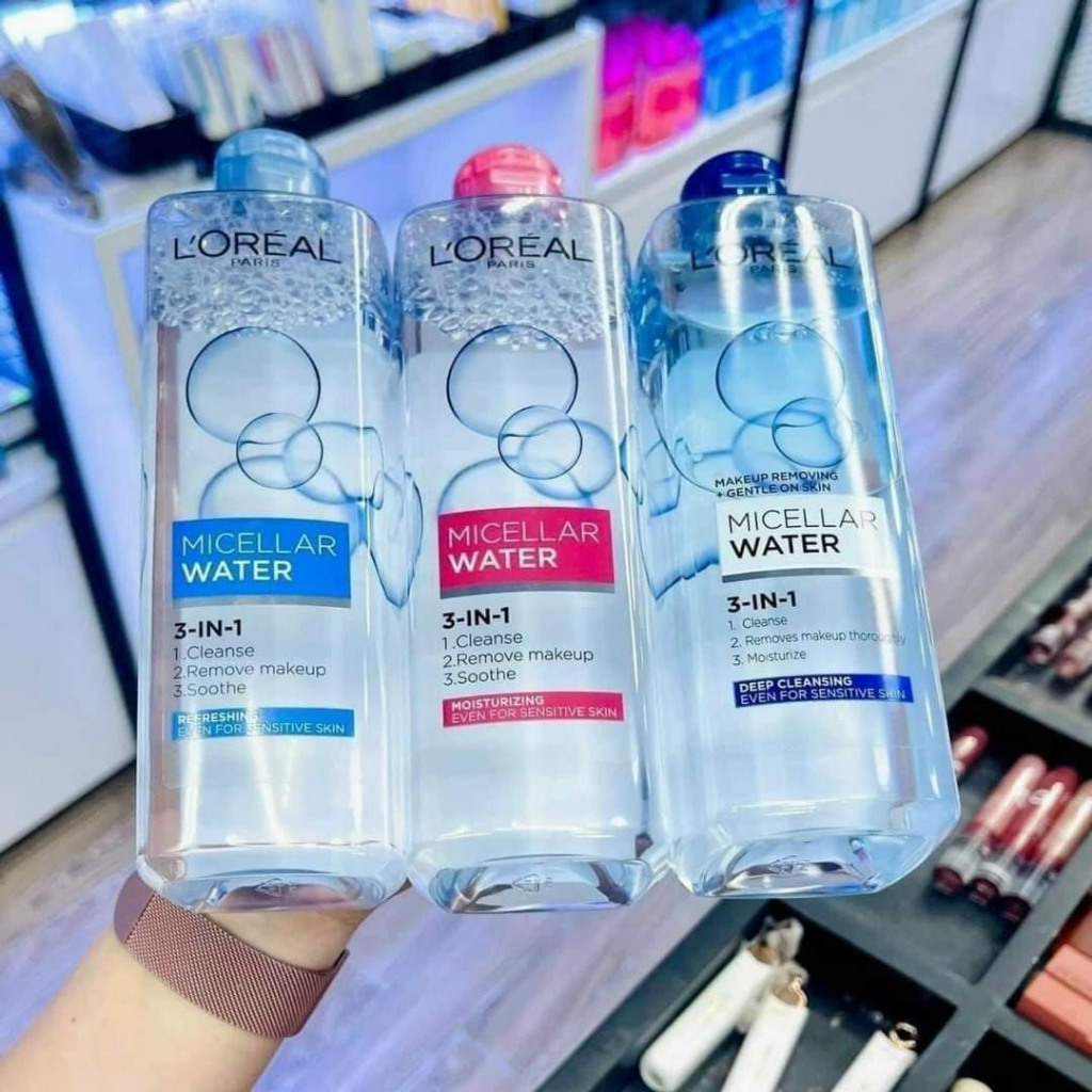 Nước Tẩy Trang L'Oreal Paris 3-in-1 Micellar Water 400ml sạch sâu, dưỡng ẩm