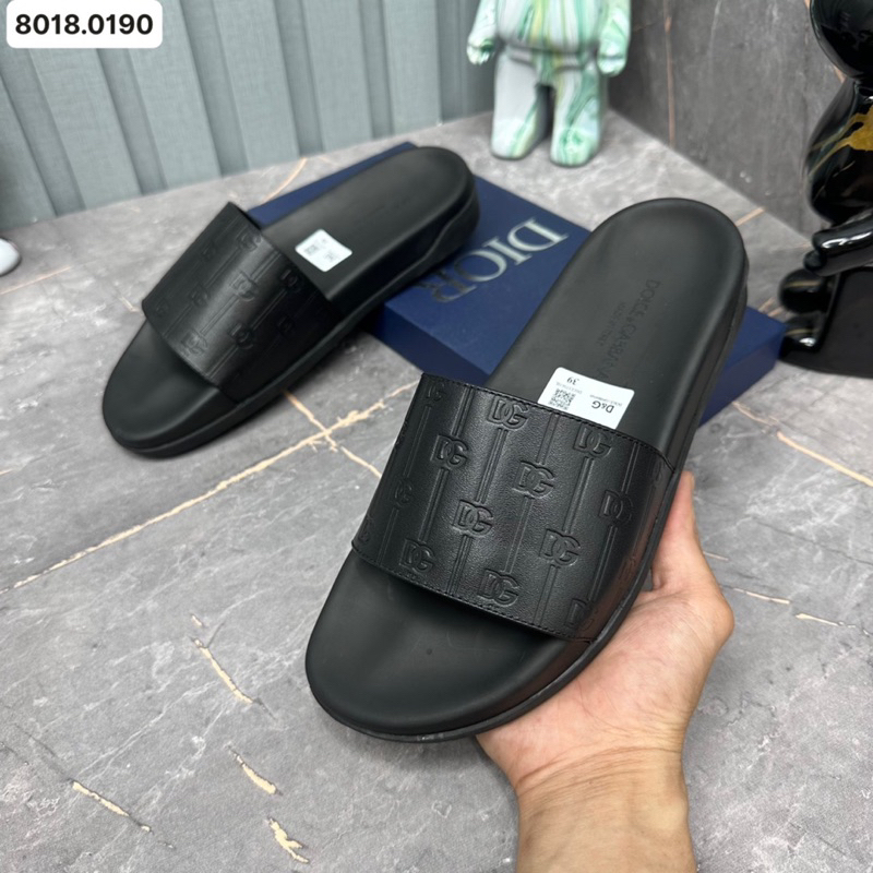 Dép lê nam DG quai da khắc logo hãng đủ size